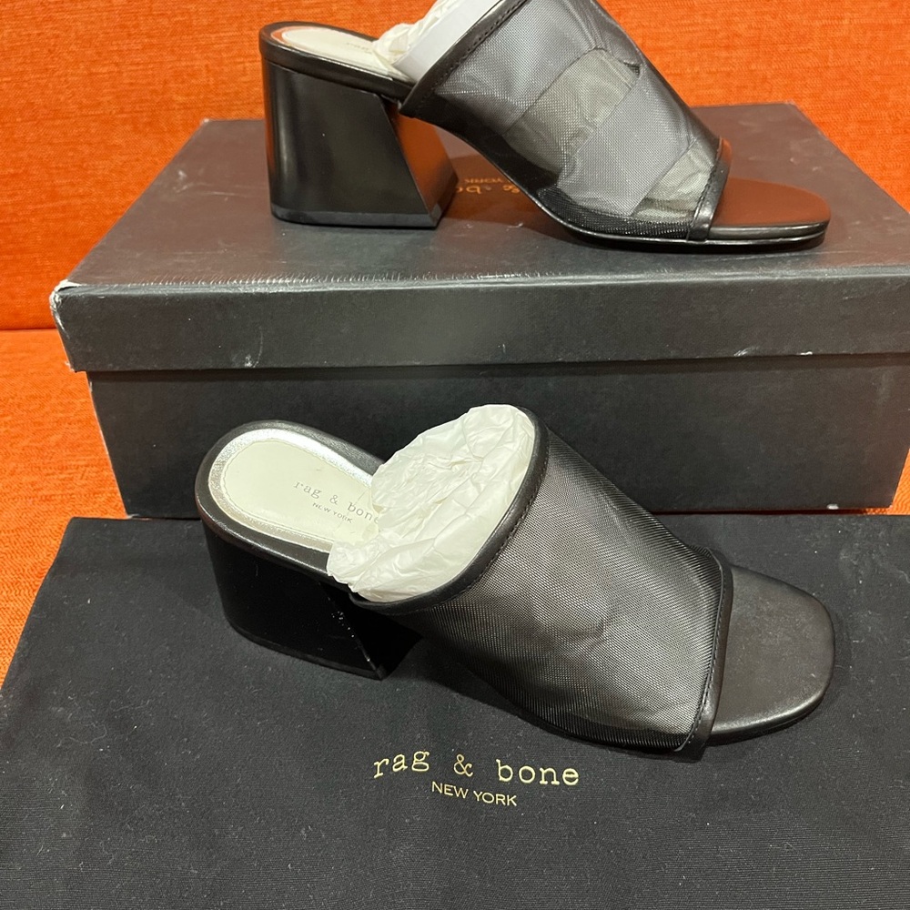 rag & bone Black Sheer Mesh Mules retail $375 - Picture 9 of 13